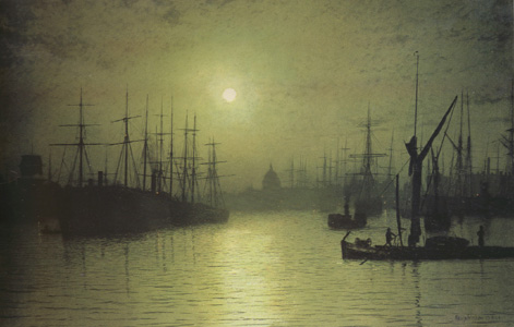 Atkinson Grimshaw rNightfall down the Thames (nn03)